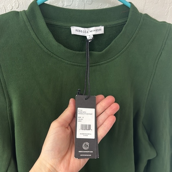 Rebecca Minkoff Green Jade Sculpted Sweatshirt Army Small - Picture 3 of 3